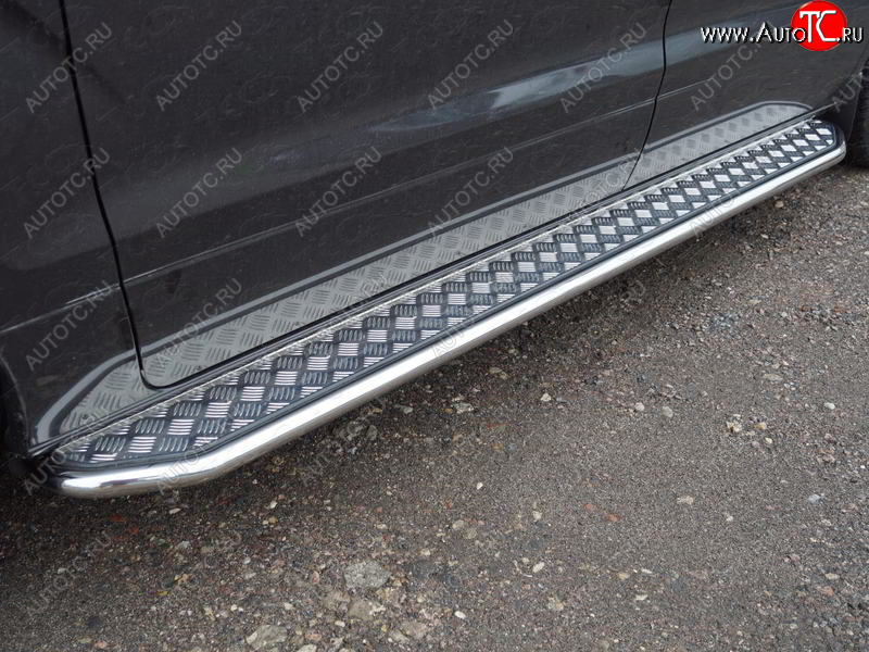 38 999 р. Пороги с площадкой 42,4 мм ТСС Тюнинг  Hyundai Starex/Grand Starex/H1  TQ (2014-2018) рестайлинг (серые)  с доставкой в г. Кемерово