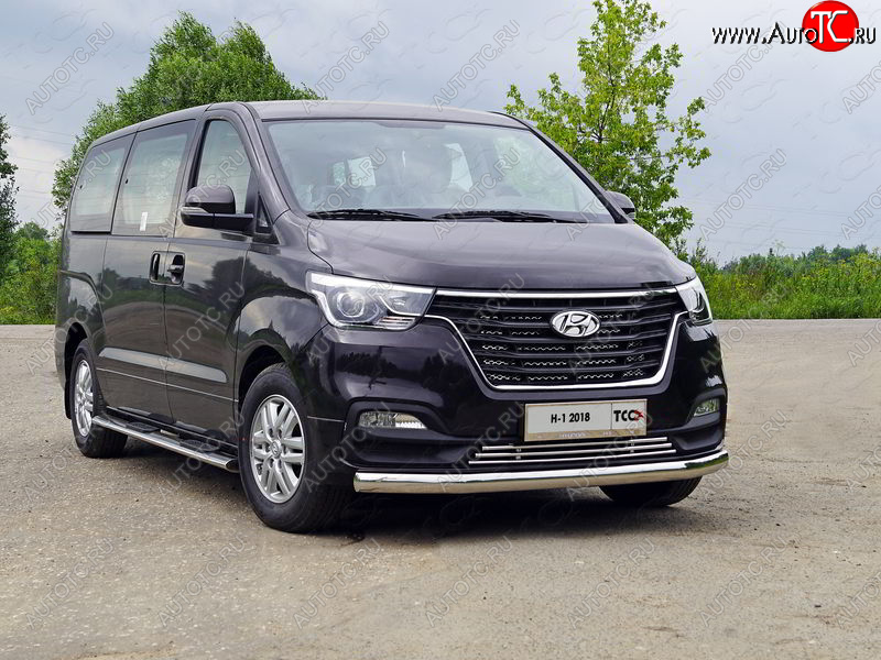 25 499 р. Защита переднего бампера нижняя овальная 75х42 мм ТСС Тюнинг  Hyundai Starex/Grand Starex/H1  TQ (2017-2022) 2-ой рестайлинг (нержавейка)  с доставкой в г. Кемерово