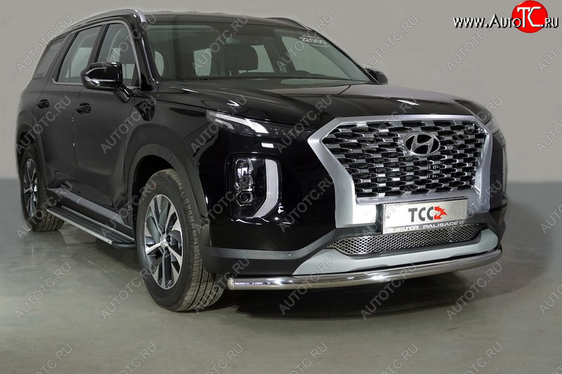 21 999 р. Защита переднего бампера нижняя d60,3 мм ТСС Тюнинг  Hyundai Palisade  LX2 (2018-2022) (нержавейка)  с доставкой в г. Кемерово