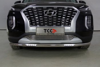 Защита переднего бампера нижняя с ДХО 60,3 мм ТСС Тюнинг Hyundai Palisade  LX2 (2018-2022) (нержавейка)