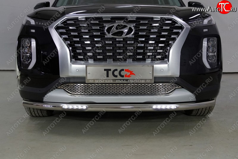 37 999 р. Защита переднего бампера нижняя с ДХО 60,3 мм ТСС Тюнинг  Hyundai Palisade  LX2 (2018-2022) (нержавейка)  с доставкой в г. Кемерово