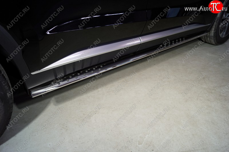 35 749 р. Пороги овальные с проступью 75х42 мм ТСС Тюнинг  Hyundai Palisade  LX2 (2018-2022) (серые)  с доставкой в г. Кемерово