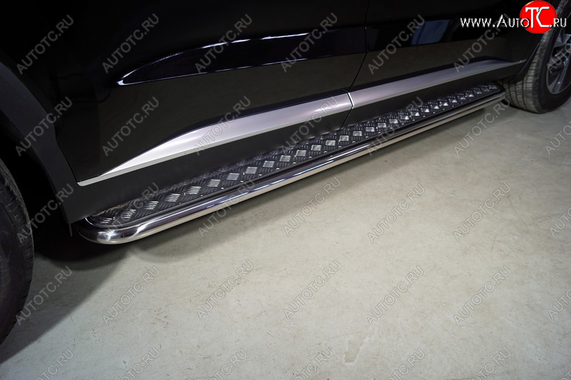 32 199 р. Пороги с площадкой 42,4 мм ТСС Тюнинг  Hyundai Palisade  LX2 (2018-2022) (серые)  с доставкой в г. Кемерово