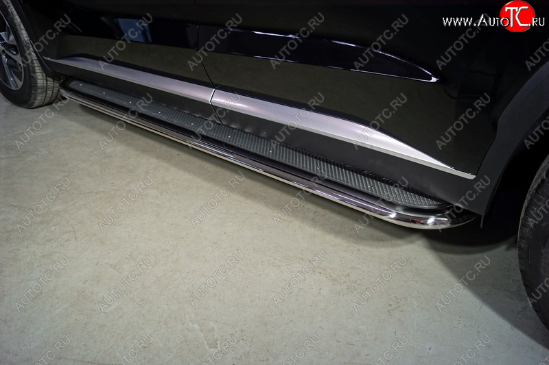 53 999 р. Пороги с площадкой 75х42 мм ТСС Тюнинг Hyundai Palisade LX2 (2018-2022) (нержавейка)  с доставкой в г. Кемерово