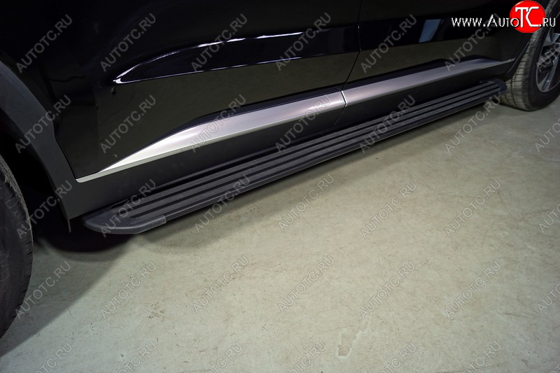 21 999 р. Пороги алюминиевые Slim Line ТСС Тюнинг  Hyundai Palisade  LX2 (2018-2022) (Black)  с доставкой в г. Кемерово