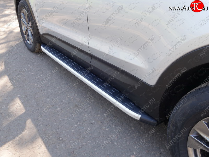 20 599 р. Пороги алюминиевые с пластиковой накладкой ТСС Тюнинг  Hyundai Santa Fe  CM (2009-2012) рестайлинг (серые)  с доставкой в г. Кемерово