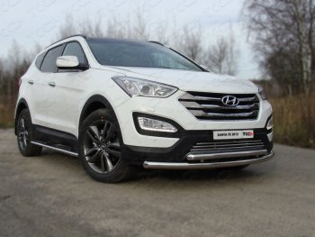 21 999 р. Защита переднего бампера нижняя d60,3*50,8 мм ТСС Тюнинг Hyundai Santa Fe DM рестайлинг (2015-2019) (нержавейка)  с доставкой в г. Кемерово. Увеличить фотографию 1