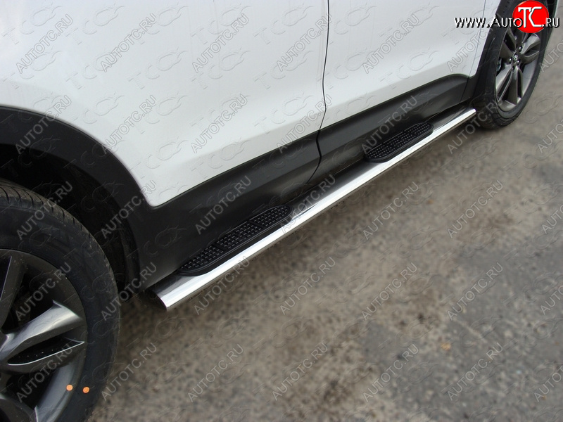 40 799 р. Пороги овальные с накладкой 120*60 мм ТСС Тюнинг Hyundai Santa Fe DM дорестайлинг (2012-2016)  с доставкой в г. Кемерово
