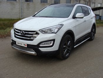 15 899 р. Защита переднего бампера овальная короткая 75х42 мм ТСС тюнинг  Hyundai Santa Fe  DM (2012-2016) дорестайлинг (нержавейка)  с доставкой в г. Кемерово. Увеличить фотографию 1