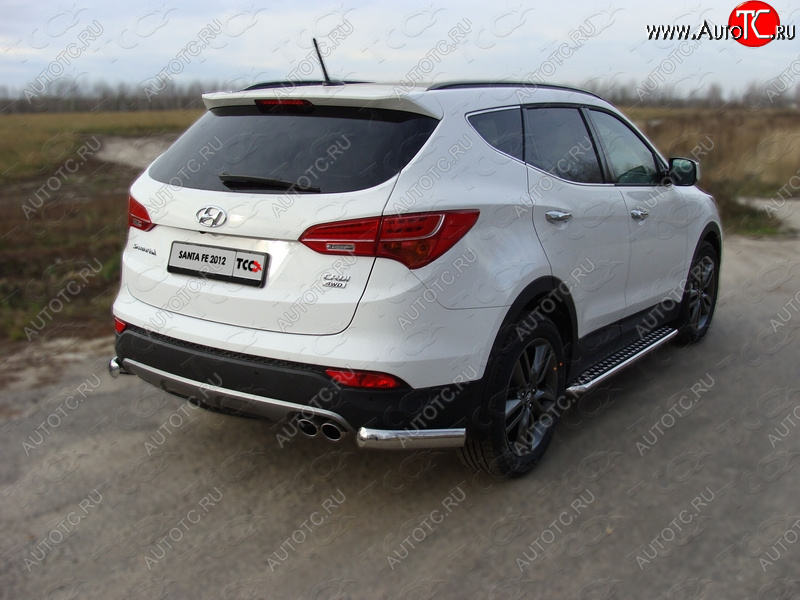 12 749 р. Защита заднего бампера (уголки, d75х42 мм) TCC  Hyundai Santa Fe  DM (2012-2019) дорестайлинг, рестайлинг  с доставкой в г. Кемерово