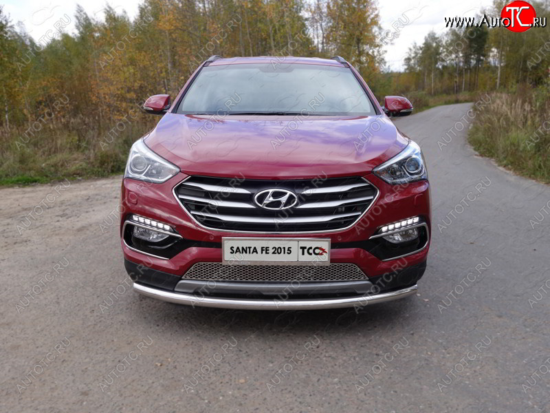 15 999 р. Защита переднего бампера нижняя d60,3 мм ТСС Тюнинг  Hyundai Santa Fe  DM (2015-2019) рестайлинг (нержавейка)  с доставкой в г. Кемерово