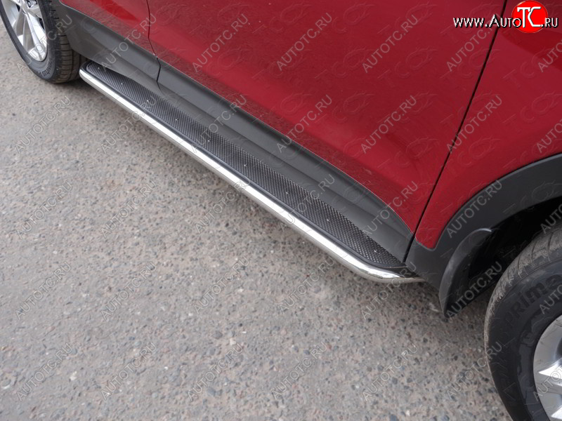38 999 р. Пороги с площадкой 42,4 мм ТСС Тюнинг Hyundai Santa Fe DM рестайлинг (2015-2019) (нержавейка)  с доставкой в г. Кемерово