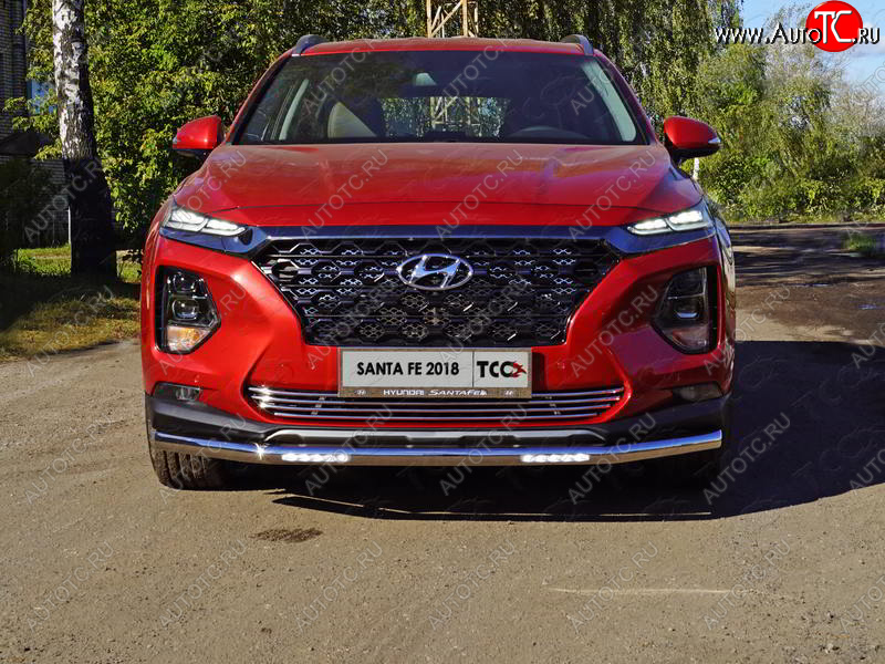 31 899 р. Защита переднего бампера нижняя с ДХО 60,3 мм ТСС Тюнинг  Hyundai Santa Fe  TM (2018-2021) дорестайлинг (нержавейка)  с доставкой в г. Кемерово