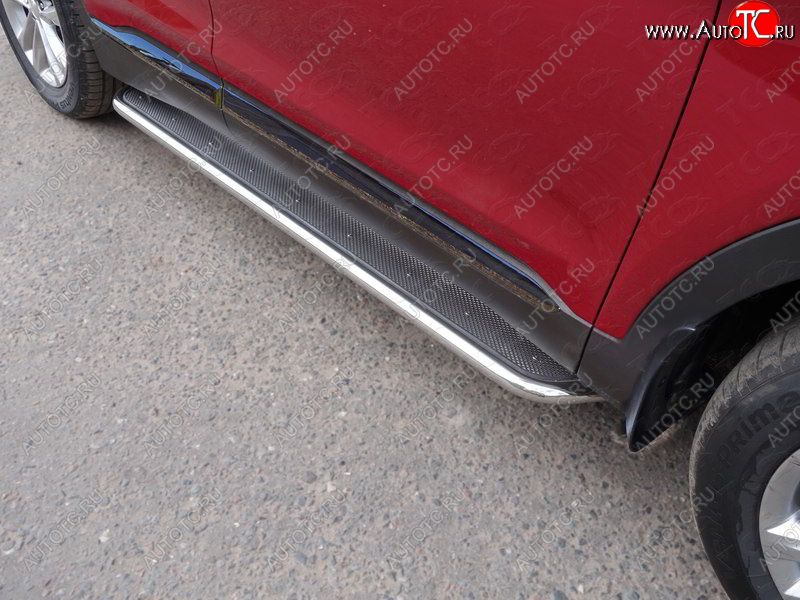 41 749 р. Пороги с площадкой 42,4 мм ТСС Тюнинг  Hyundai Santa Fe  TM (2018-2021) дорестайлинг (нержавейка)  с доставкой в г. Кемерово