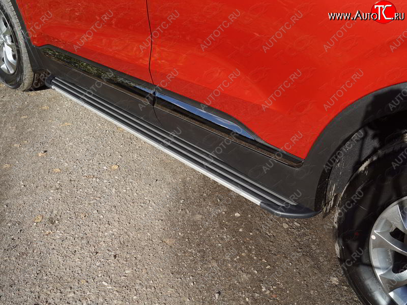 20 599 р. Пороги алюминиевые Slim Line ТСС Тюнинг  Hyundai Santa Fe  TM (2018-2021) дорестайлинг (Silver)  с доставкой в г. Кемерово