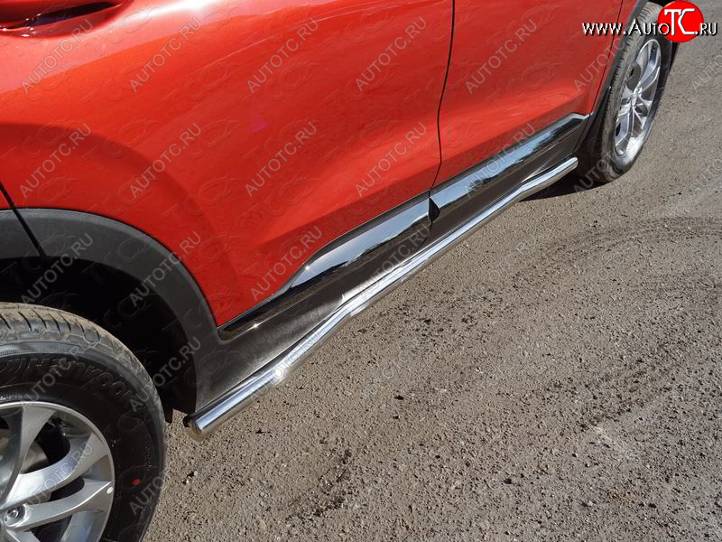 23 549 р. Защита порогов труба d60,3 мм ТСС Тюнинг  Hyundai Santa Fe  TM (2018-2021) дорестайлинг (серые)  с доставкой в г. Кемерово