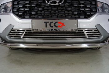 Нижняя декоративная вставка в бампер ТСС Тюнинг Hyundai Santa Fe  TM (2020-2022) рестайлинг (d 12 мм)
