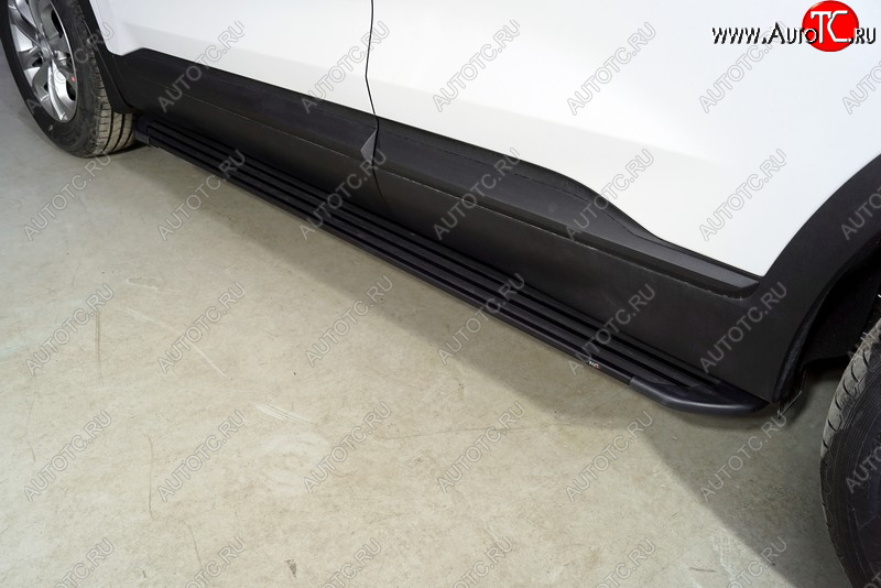 21 999 р. Пороги алюминиевые Slim Line ТСС Тюнинг  Hyundai Santa Fe  TM (2020-2022) рестайлинг (Black)  с доставкой в г. Кемерово