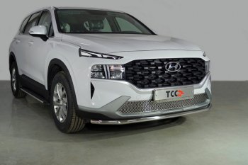 17 099 р. Защита переднего бампера нижняя d42,4 мм ТСС Тюнинг Hyundai Santa Fe TM рестайлинг (2020-2022) (нержавейка)  с доставкой в г. Кемерово. Увеличить фотографию 1