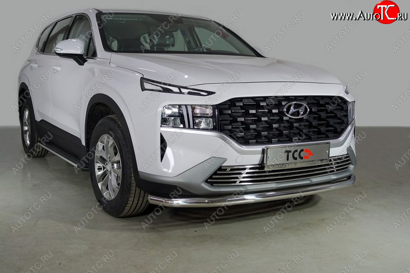 20 749 р. Защита переднего бампера нижняя d60,3 мм ТСС Тюнинг Hyundai Santa Fe TM рестайлинг (2020-2022) (нержавейка)  с доставкой в г. Кемерово