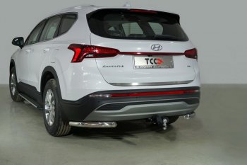 Защита заднего бампера (уголки, d60,3 мм) TCC Hyundai Santa Fe  TM (2020-2022) рестайлинг