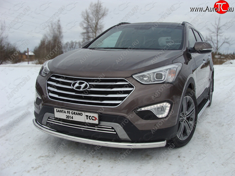 14 699 р. Защита переднего бампера нижняя d60,3 мм ТСС Тюнинг  Hyundai Grand Santa Fe  1 DM (2013-2016) дорестайлинг (нержавейка)  с доставкой в г. Кемерово