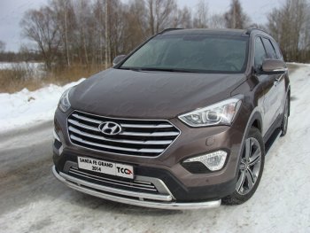 Защита переднего бампера нижняя двойная 60,3*42,4 мм ТСС Тюнинг Hyundai Grand Santa Fe  1 DM (2013-2016) дорестайлинг (нержавейка)