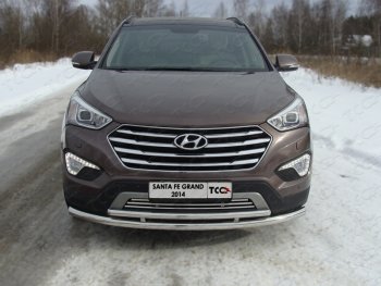 7 349 р. Декоративная вставка переднего бампера ТСС Тюнинг  Hyundai Grand Santa Fe  1 DM (2013-2018) дорестайлинг, рестайлинг (d 16 мм)  с доставкой в г. Кемерово. Увеличить фотографию 1