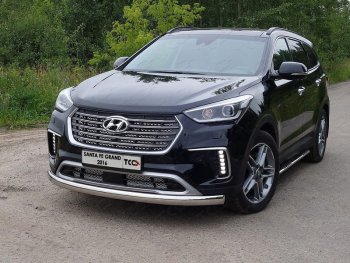 18 999 р. Защита переднего бампера нижняя овальная 75х42 мм ТСС Тюнинг  Hyundai Grand Santa Fe  1 DM (2016-2018) рестайлинг (нержавейка)  с доставкой в г. Кемерово. Увеличить фотографию 1