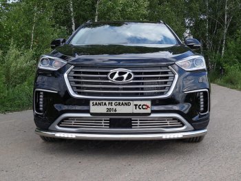 Защита переднего бампера нижняя с ДХО 60,3 мм ТСС Тюнинг Hyundai Grand Santa Fe  1 DM (2016-2018) рестайлинг (нержавейка)