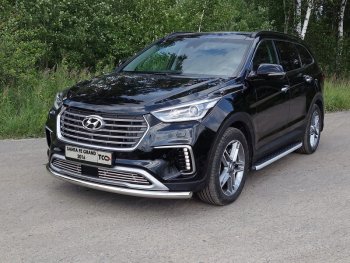 Пороги алюминиевые с пластиковой накладкой ТСС Тюнинг Hyundai Grand Santa Fe  1 DM (2016-2018) рестайлинг (серые)
