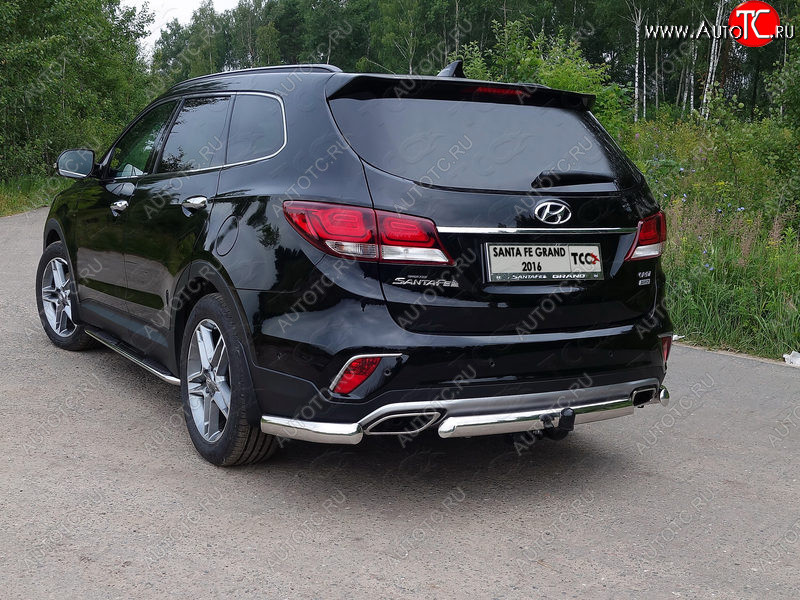 15 899 р. Защита задняя (центральная овальная 75х42 мм) ТСС Тюнинг  Hyundai Santa Fe  DM (2015-2019) рестайлинг  с доставкой в г. Кемерово