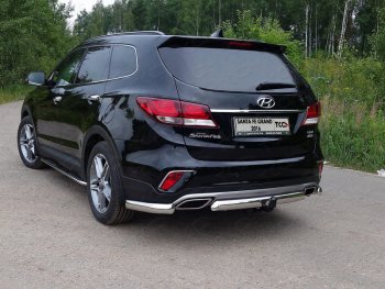 Защита задняя (уголки овальные, нержавейка 75х42 мм) ТСС Тюнинг Hyundai Santa Fe  DM (2015-2019) рестайлинг (уголки овальные)