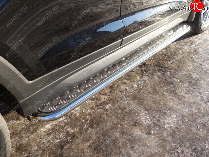 27 849 р. Пороги с площадкой 42,4 мм ТСС Тюнинг Hyundai Tucson TL дорестайлинг (2015-2018) (серые)  с доставкой в г. Кемерово