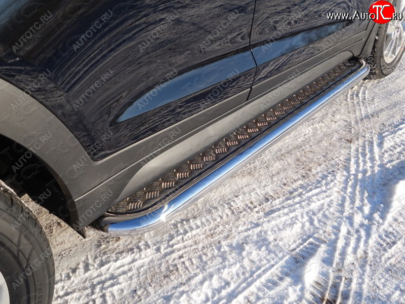 31 999 р. Пороги с площадкой 60,3 мм ТСС Тюнинг  Hyundai Tucson  TL (2015-2018) дорестайлинг (серые)  с доставкой в г. Кемерово