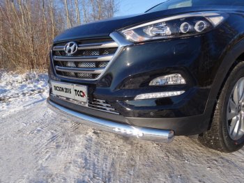 Защита передняя нижняя овальная с ДХО 75х42 мм ТСС Тюнинг Hyundai Tucson TL дорестайлинг (2015-2018) (нержавейка)