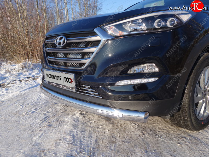 40 999 р. Защита передняя нижняя овальная с ДХО 75х42 мм ТСС Тюнинг Hyundai Tucson TL дорестайлинг (2015-2018) (нержавейка)  с доставкой в г. Кемерово