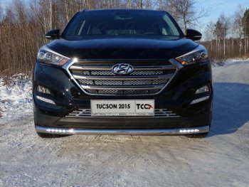 Защита переднего бампера нижняя с ДХО 60,3 мм ТСС Тюнинг Hyundai Tucson TL дорестайлинг (2015-2018) (нержавейка)