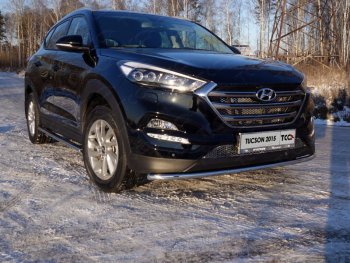 Защита переднего бампера нижняя d42,4 мм ТСС Тюнинг Hyundai Tucson TL дорестайлинг (2015-2018) (нержавейка)