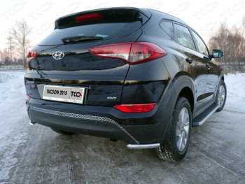 Защита заднего бампера (уголки, d42,4 мм) TCC Hyundai Tucson  TL (2015-2018) дорестайлинг