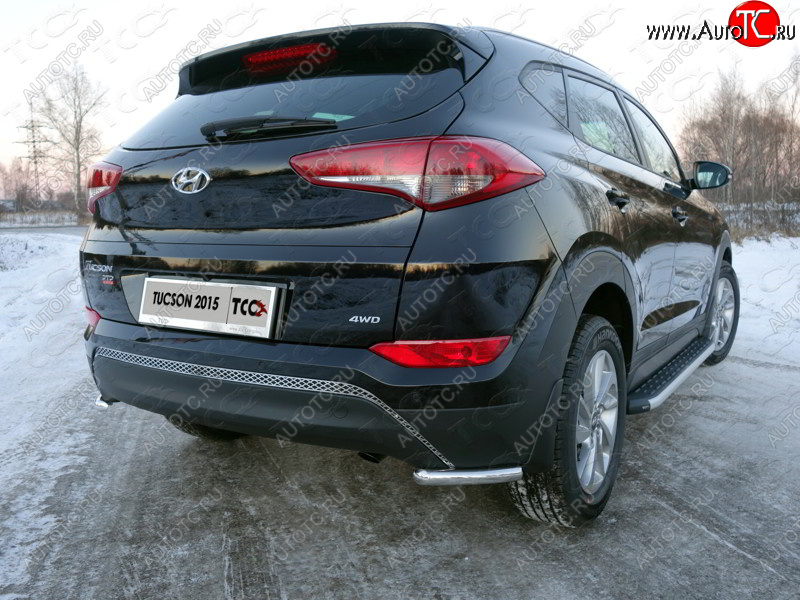 11 749 р. Защита заднего бампера (уголки, d42,4 мм) TCC  Hyundai Tucson  TL (2015-2018) дорестайлинг  с доставкой в г. Кемерово