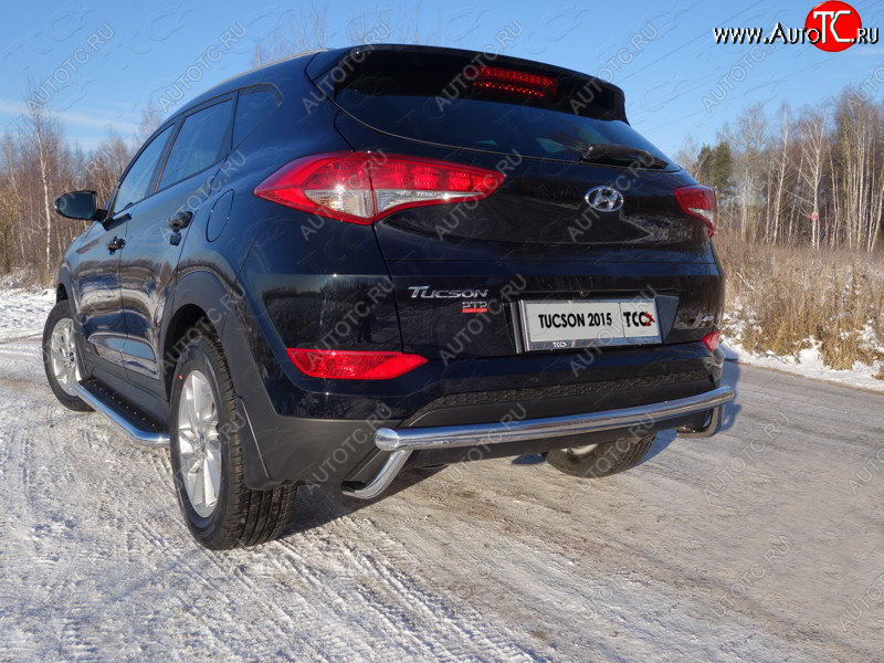 23 549 р. Защита задняя (нержавейка 60,3*42,4 мм) ТСС Тюнинг Hyundai Tucson TL дорестайлинг (2015-2018)  с доставкой в г. Кемерово