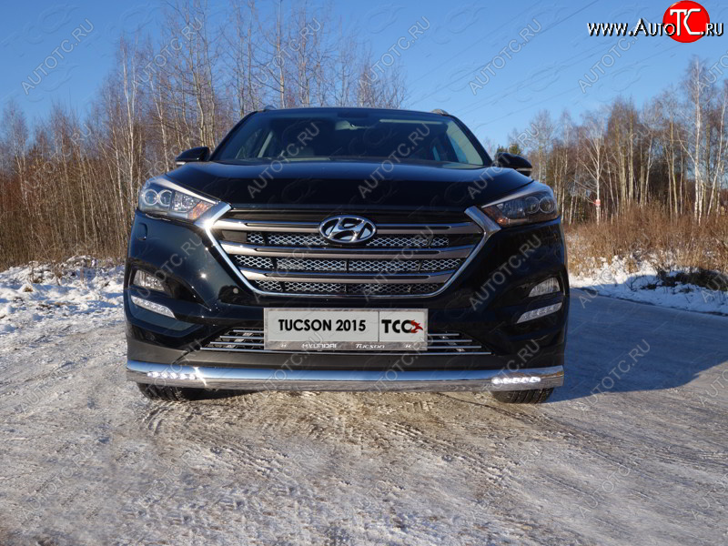 4 999 р. Декоративная вставка в бампер ТСС Тюнинг  Hyundai Tucson  TL (2015-2018) дорестайлинг (d 12 мм)  с доставкой в г. Кемерово