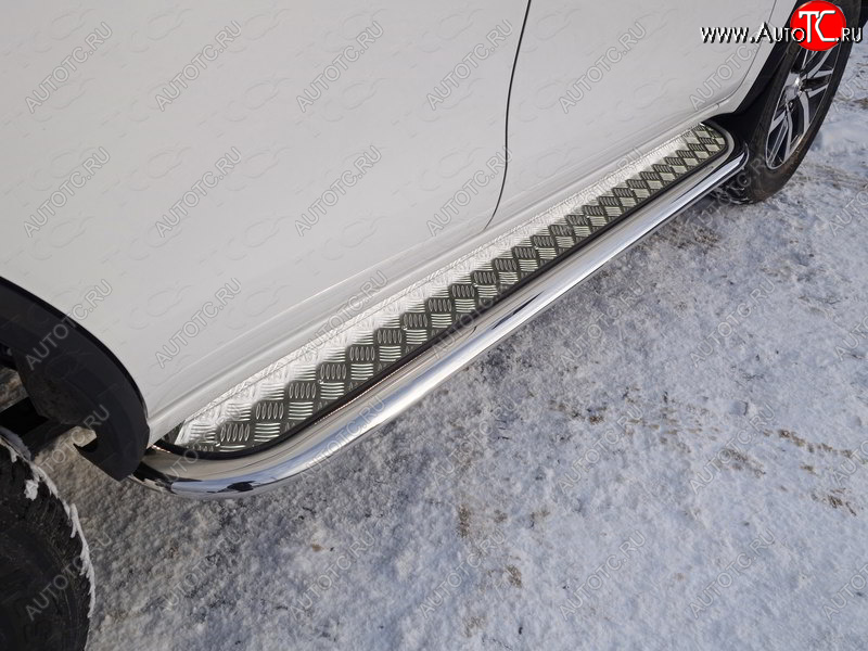 34 999 р. Пороги с площадкой 75х42 мм ТСС Тюнинг Hyundai Tucson TL дорестайлинг (2015-2018) (серые)  с доставкой в г. Кемерово