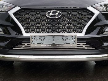 Нижняя декоративная вставка в бампер ТСС Тюнинг Hyundai Tucson TL рестайлинг (2018-2021) (d 12 мм)