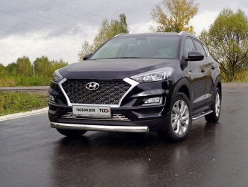 Защита переднего бампера овальная 75х42 мм ТСС Тюнинг Hyundai Tucson TL рестайлинг (2018-2021) (нержавейка)
