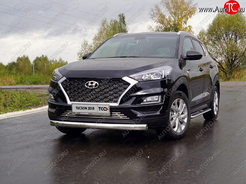 20 699 р. Защита переднего бампера овальная 75х42 мм ТСС Тюнинг  Hyundai Tucson  TL (2018-2021) рестайлинг (нержавейка)  с доставкой в г. Кемерово