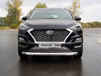 Защита передняя нижняя овальная с ДХО 75х42 мм ТСС Тюнинг Hyundai Tucson TL рестайлинг (2018-2021) (нержавейка)