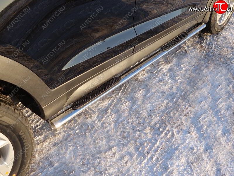 31 399 р. Пороги овальные с накладкой 75х42 мм ТСС Тюнинг  Hyundai Tucson  TL (2018-2021) рестайлинг (серые)  с доставкой в г. Кемерово