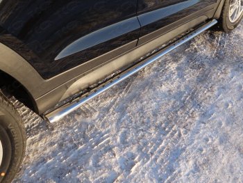 Пороги овальные с проступью 75х42 мм ТСС Тюнинг Hyundai Tucson  TL (2018-2021) рестайлинг (серые)